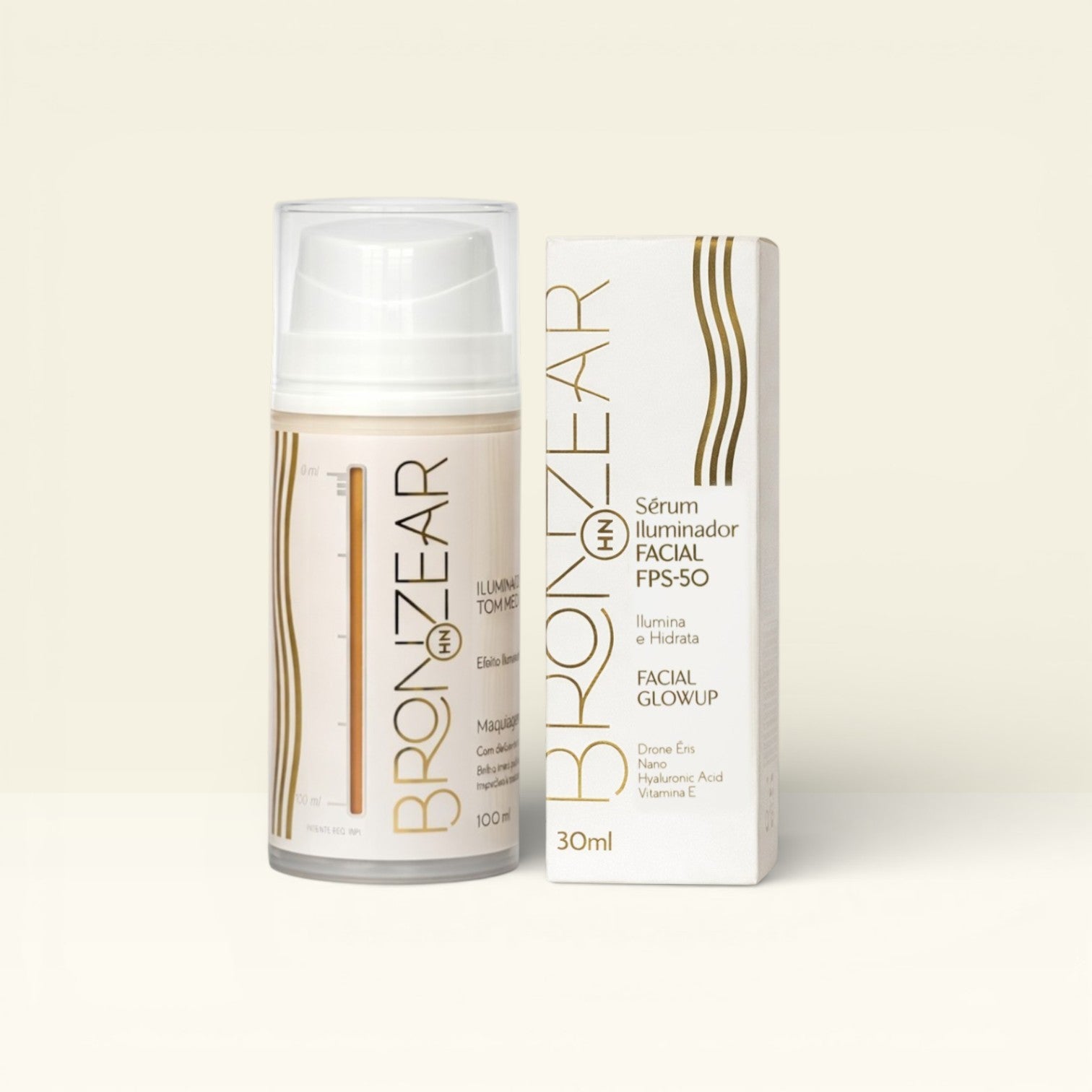 Kit Sérum Iluminador Facial + Iluminador Tom Dourado - Bronzear HN